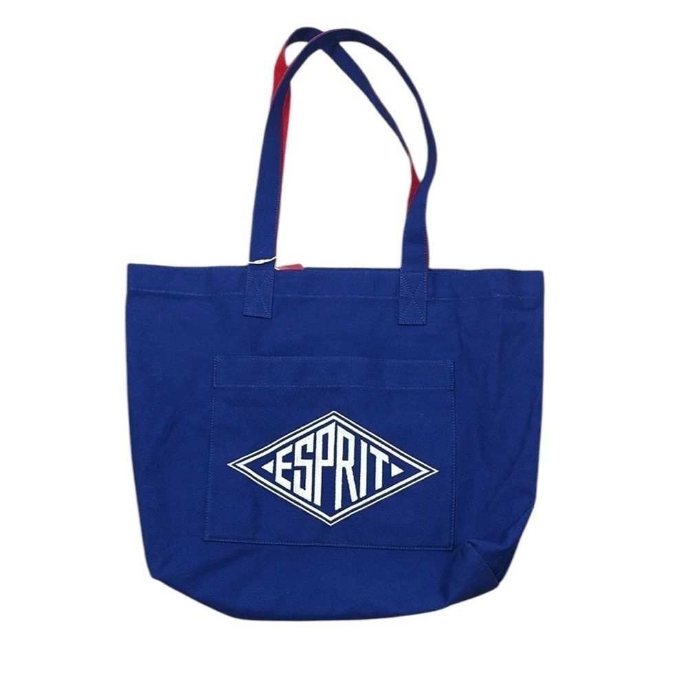 Esprit Blue and Red Tote Bag